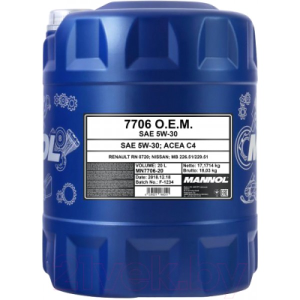 MANNOL 7706 OEM for Renault Nissan 5W-30 C4 20л